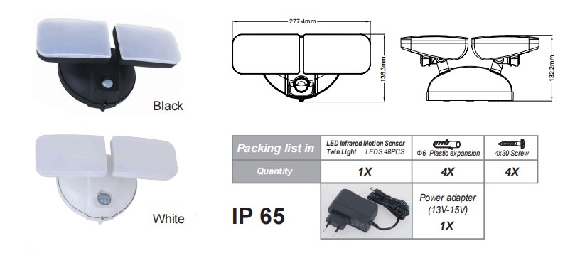 Nguồn sáng kép LED PD-2P-A: Người bảo vệ ban đêm thông minh của bạn